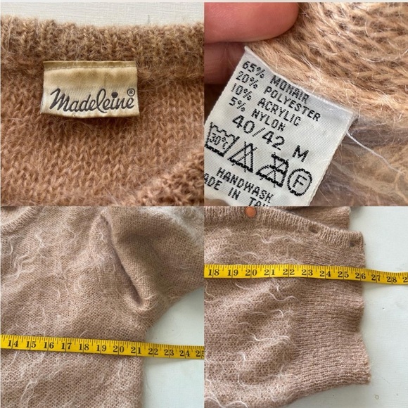 Vintage Madeleine Mohair blend button-up cardigan sweater Tan Medium. - Picture 10 of 10